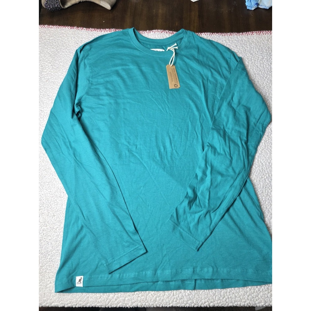 Kangol Mens Medium Teal Long Sleeve T Shirt Crew Neck NWT Streetwear